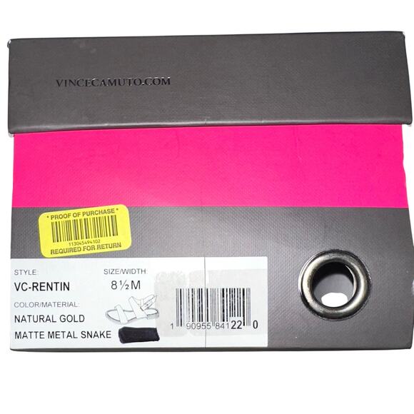 Vince Camuto Rentin Natural Gold Metallic Snakeskin Leather Sandals Size 8.5 - Picture 8 of 8